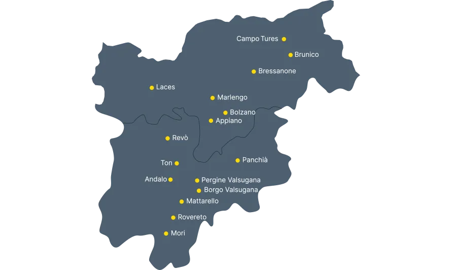 Mappa delle filiali Bauexpert in Trentino-Alto Adige